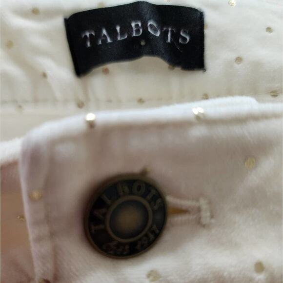 Talbots Velveteen Straight Leg super soft velvet can and gold polka dots Size 16 - Picture 3 of 12